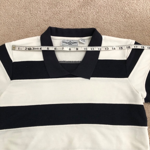 Goola Gong Vintage Stripe Rugby Short Sleeve Sweater Medium - Picture 10 of 13